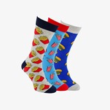 3 paar herensokken met fastfood print