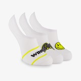 3 paar invisible kinder sokken wit met opdrukken