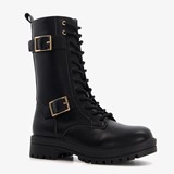 Meisjes veterboots met gespen zwart