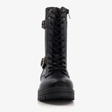 Meisjes veterboots met gespen zwart