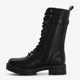 Meisjes veterboots met gespen zwart