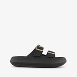 Dames badslippers met gesp zwart