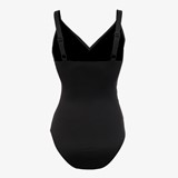 Voorgevormd dames badpak met overslag zwart