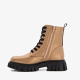 Meisjes veterboots goudkleurige metallic