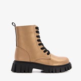 Meisjes veterboots goudkleurige metallic