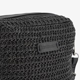 Dames stro schoudertas zwart