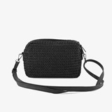 Dames stro schoudertas zwart