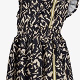 Meisjes jurk met print zwart beige