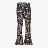 Meisjes flared broek met print zwart beige