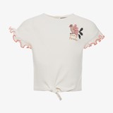 Cropped meisjes T-shirt wit met knoop