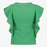 Meisjes rib T-shirt met ruches groen