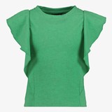 Meisjes rib T-shirt met ruches groen