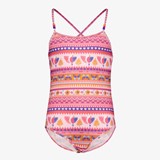 Meisjes badpak roze oranje met print