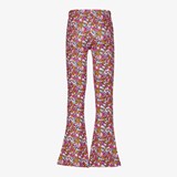 Flared meisjes broek roze met print