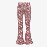 Flared meisjes broek roze met print
