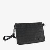 Dames schoudertas zwart met croco