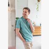 Heren polo met bloemenprint mintgroen