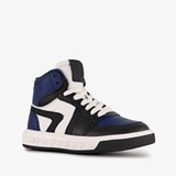 Groot hoge leren jongens sneakers blauw zwart