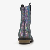 Leren meisjes western boots zwart metallic