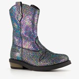 Braqeez leren meisjes western boots zwart metallic