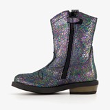 Leren meisjes western boots zwart metallic