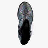 Leren meisjes western boots zwart metallic