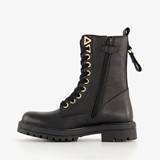 Leren meisjes veterboots zwart