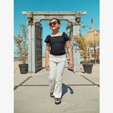 Meisjes T-shirt met pofmouw zwart