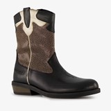 Braqeez leren meisjes western boots zwart goud