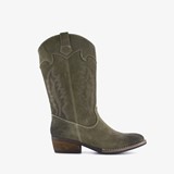 Suede dames western laarzen donkergroen