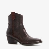 Blue Box dames enkellaarsjes met crocoprint bruin
