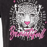 Meisjes t-shirt acid wash met tijgerkop