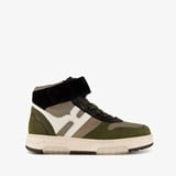 Hoge leren jongens sneakers groen