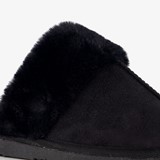 Dames sloffen met imitatiebont zwart