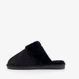 Dames sloffen met imitatiebont zwart