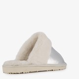 Dames sloffen met imitatiebont zilver