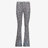 Dames flared broek luipaardprint zwart wit