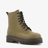 Dames veterboots taupe groen