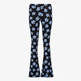 Dames flared broek met blauwe bloemen