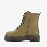 Dames veterboots taupe groen