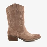 Suede dames western laarzen taupe