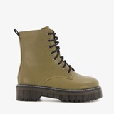 Dames veterboots taupe groen