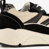 Leren dames dad sneakers zwart beige