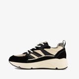 Leren dames dad sneakers zwart beige