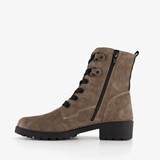 Suede dames veterboots taupe
