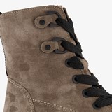 Suede dames veterboots taupe