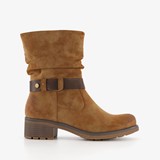 Dames boots met lage hak cognac