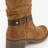 Dames boots met lage hak cognac