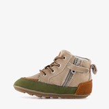 Suede jongens babyschoenen grijs groen