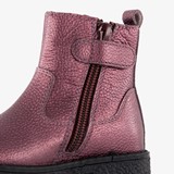 Leren meisjes enkellaarsjes metallic paars